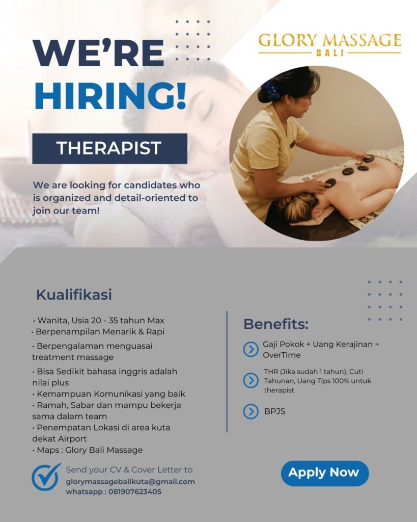 Lowongan Pekerjaan Therapist di Glory Massage, Kuta, Bali