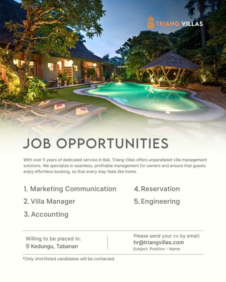Lowongan Pekerjaan di Triang Villas, Tabanan, Bali