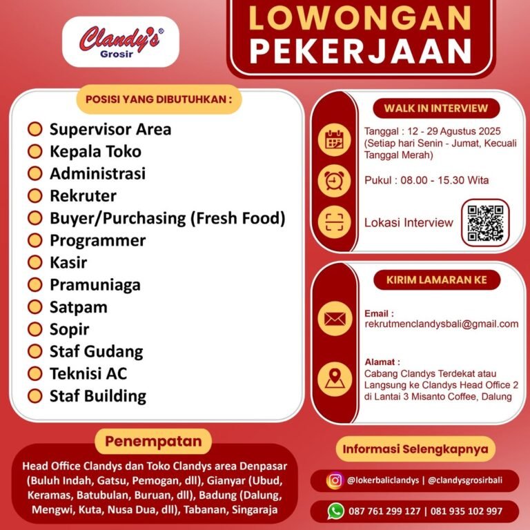 Lowongan Pekerjaan di Clandy's Grosir, Bali