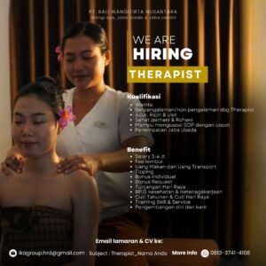 Lowongan Pekerjaan Therapist di PT. Bali Wangitirta Nusantara, Bali