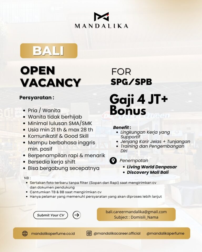 Lowongan Pekerjaan SPG/SPB di Mandalika Perfume, Bali