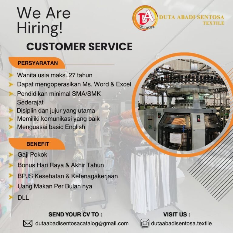 Lowongan Pekerjaan Customer Service di Duta Abadi Sentosa Textile, Bali