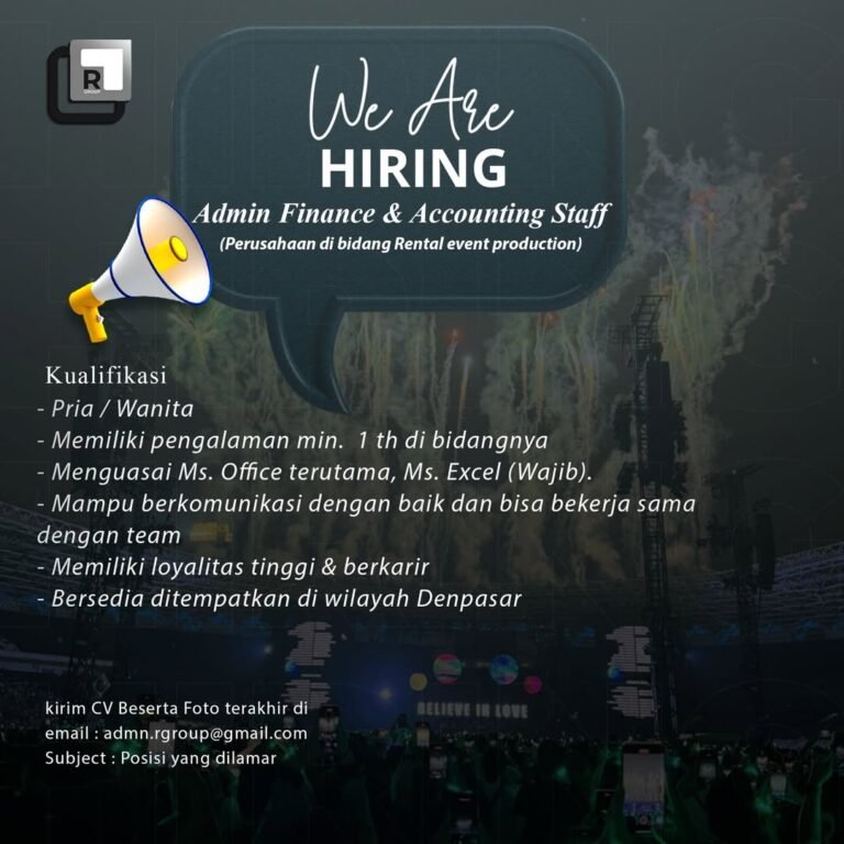 Lowongan Pekerjaan Admin Finance & Accounting Staff di Denpasar, Bali