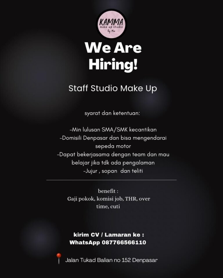 Lowongan Pekerjaan Staff Studio Make Up di Kamma Make Up Studio, Denpasar, Bali