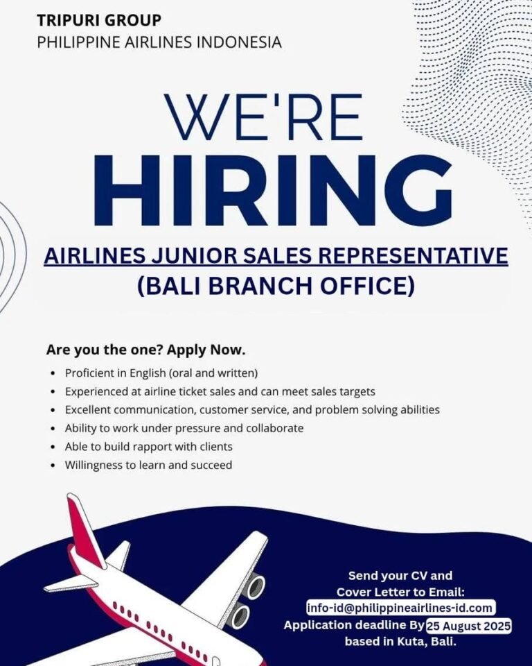 Lowongan Pekerjaan Airlines Junior Sales Representative di Tripuri Group, Kuta, Bali