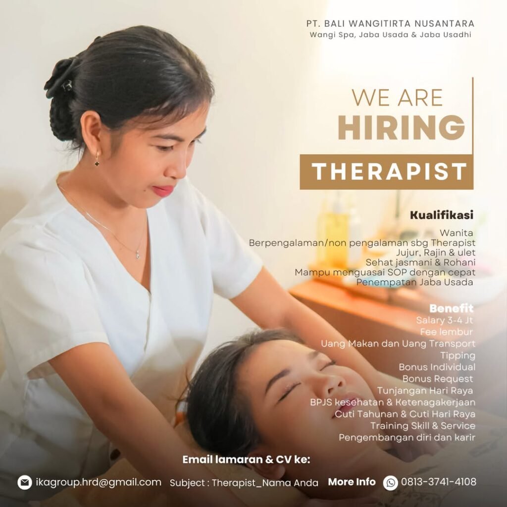 Lowongan Pekerjaan Therapist di PT. Bali Wangitirta Nusantara, Bali