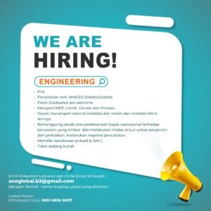 Lowongan Pekerjaan Pelaksana Proyek, Engineering, Cleaning Service di Ace Global