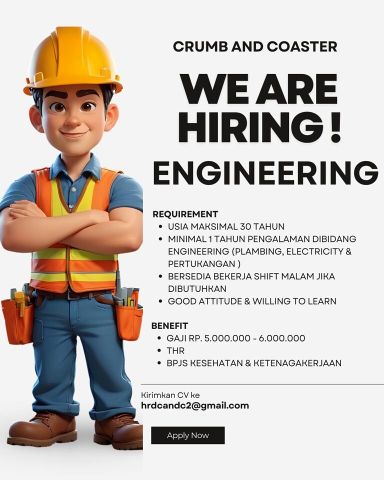 Lowongan Pekerjaan Engineering di Crumb and Coaster