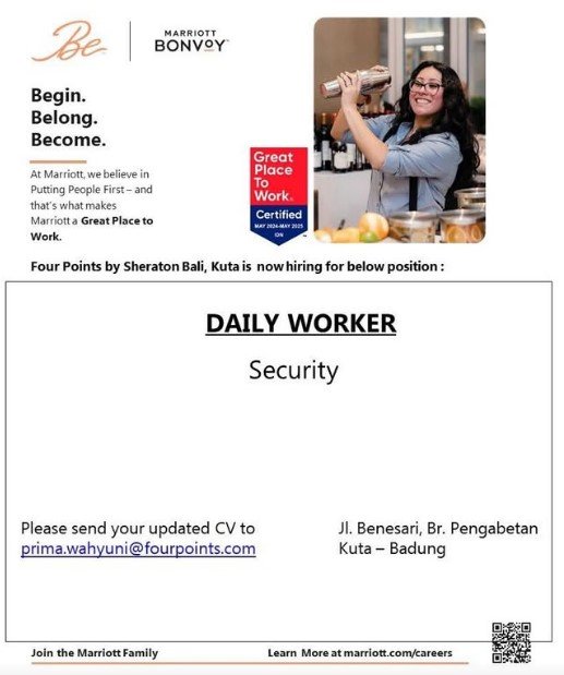 Lowongan Pekerjaan Daily Worker - Security di Four Points by Sheraton Kuta