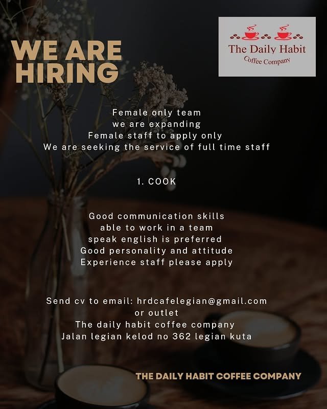 Lowongan Pekerjaan Cook di The Daily Habit Coffee Company Kuta