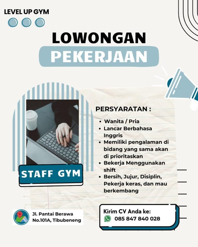 Lowongan Pekerjaan Staff Gym di Level Up Gym Berawa