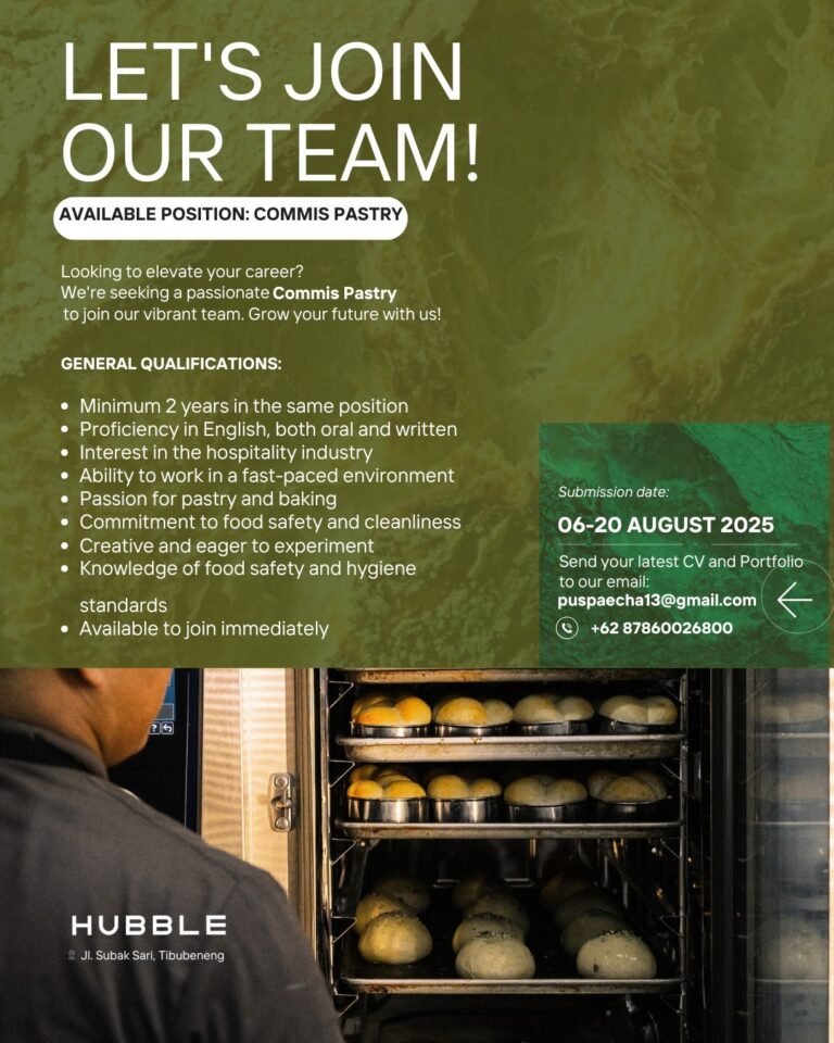Lowongan Pekerjaan Commis Pastry di Hubble Tibubeneng