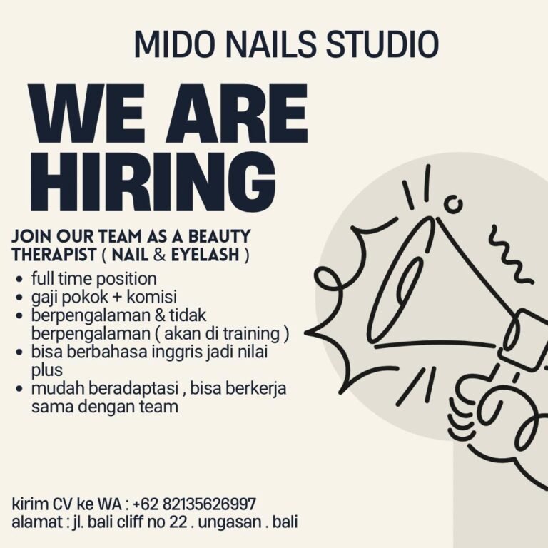 Lowongan Pekerjaan Therapist (Nail & Eyelash) di MIDO Nails Studio Ungasan