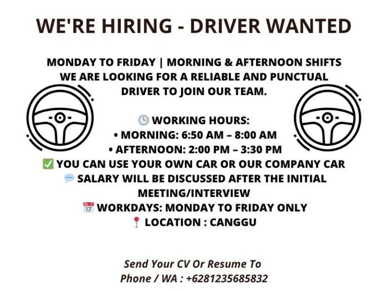 Lowongan Pekerjaan Driver di Canggu