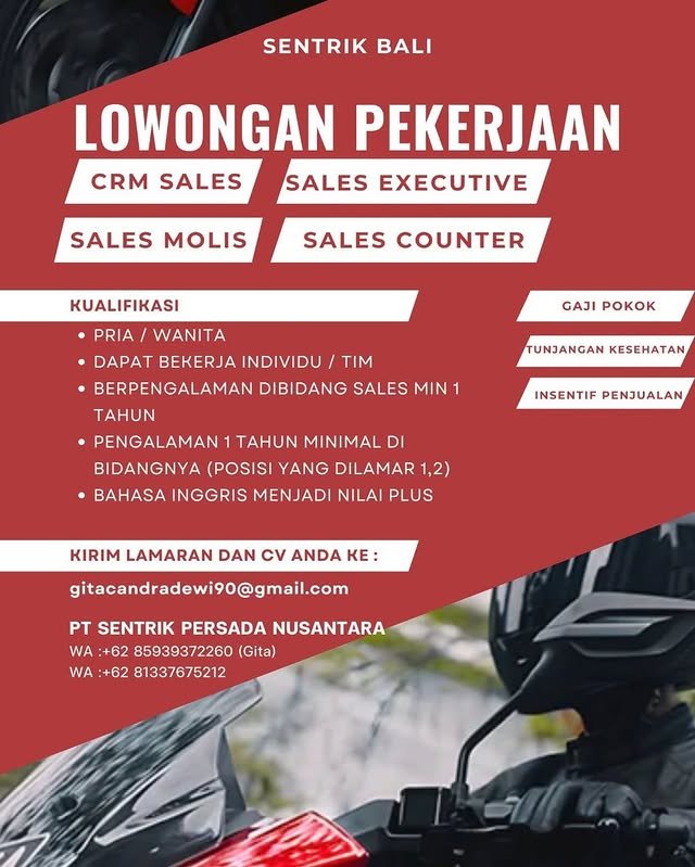 Lowongan Pekerjaan Sales di Sentrik Bali