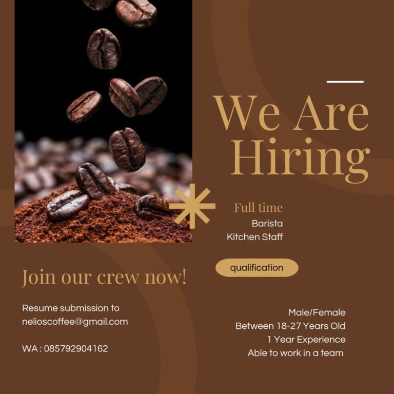 Lowongan Pekerjaan Barista & Kitchen Staff di Nelio's Coffee