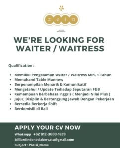 Lowongan Pekerjaan di Billiard by Carabao Bali