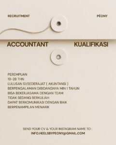 Lowongan Pekerjaan Content Creator & Accountant di Péony