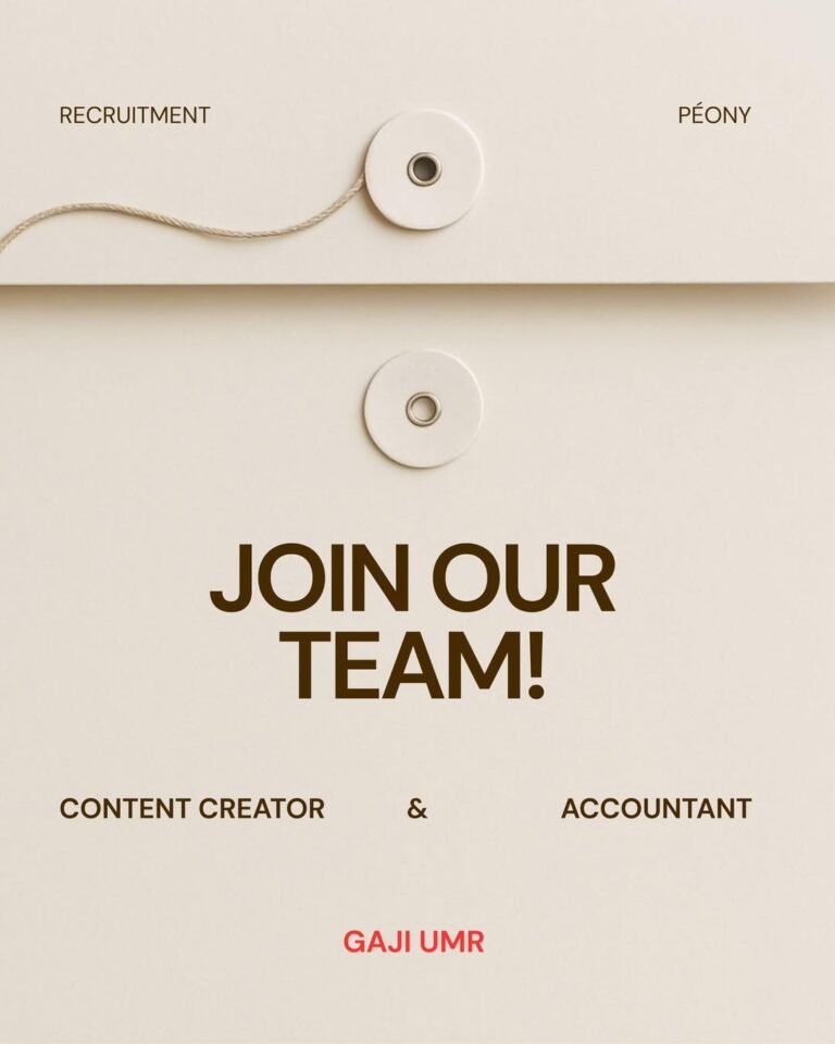 Lowongan Pekerjaan Content Creator & Accountant di Péony