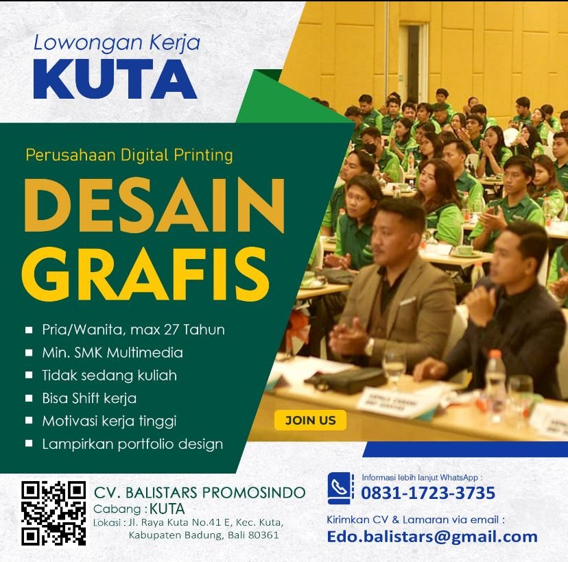 Lowongan Pekerjaan Desain Grafis di CV. Balistars Promosindo Kuta