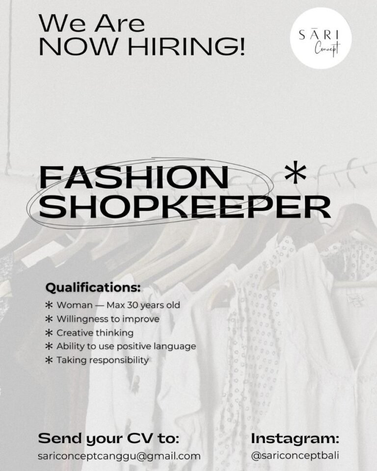 Lowongan Pekerjaan Fashion Shopkeeper di SARI Concept Canggu