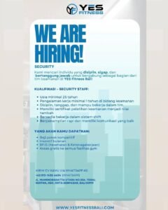 Lowongan Pekerjaan Front Office, Admin Staff, & Security di YES Fitness Denpasar