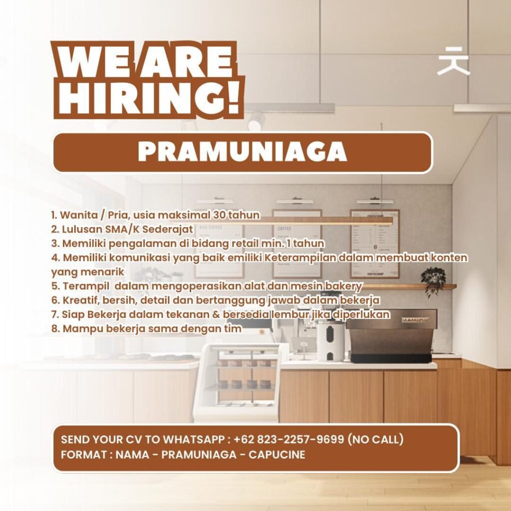 Lowongan Pekerjaan Pramuniaga di Capucine