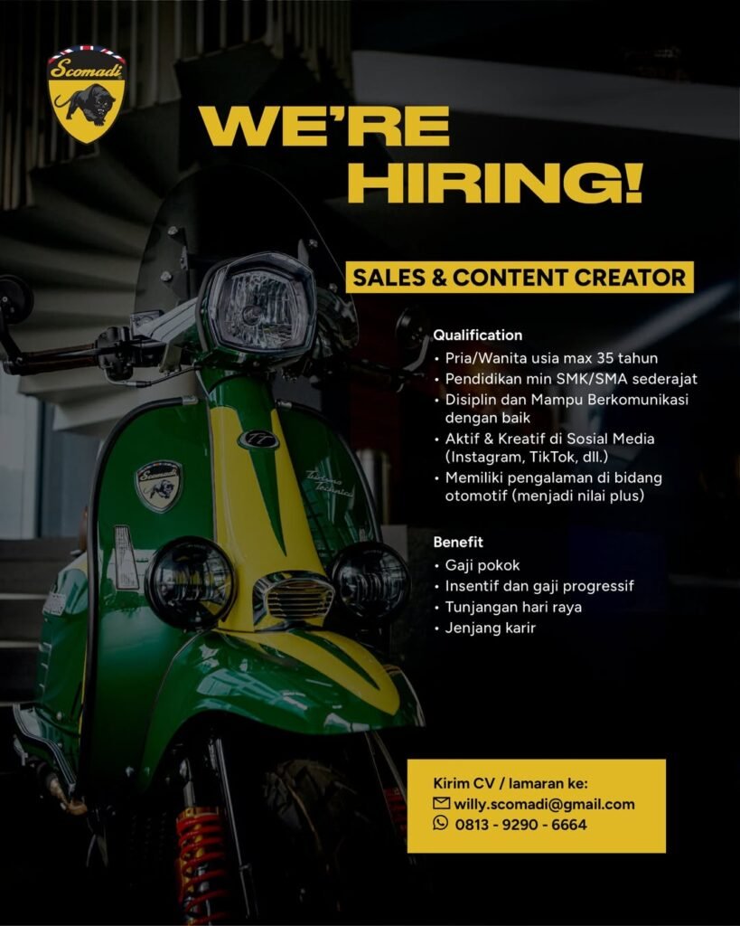 Lowongan Pekerjaan Sales & Content Creator di Scomadi Bali
