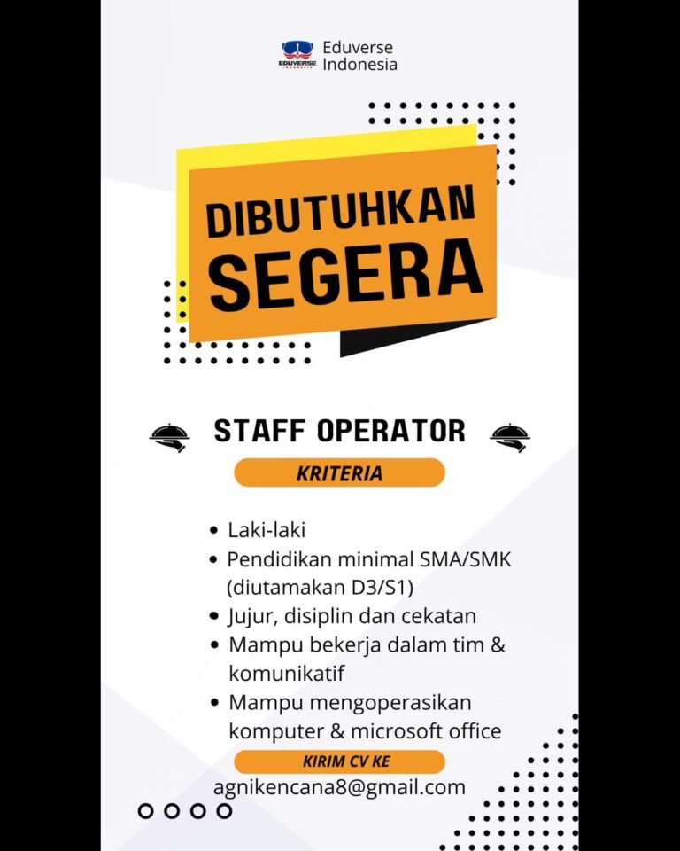 Lowongan Pekerjaan Staff Operator di Eduverse Indonesia