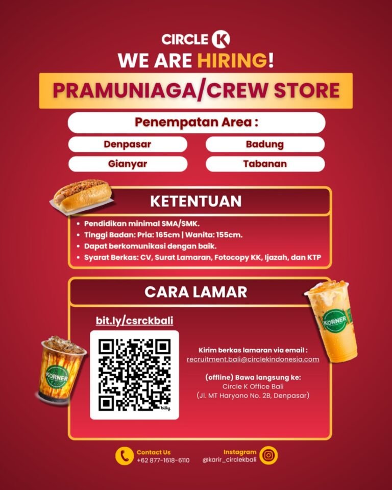 Lowongan Pekerjaan Pramuniaga/Crew Store di Circle K