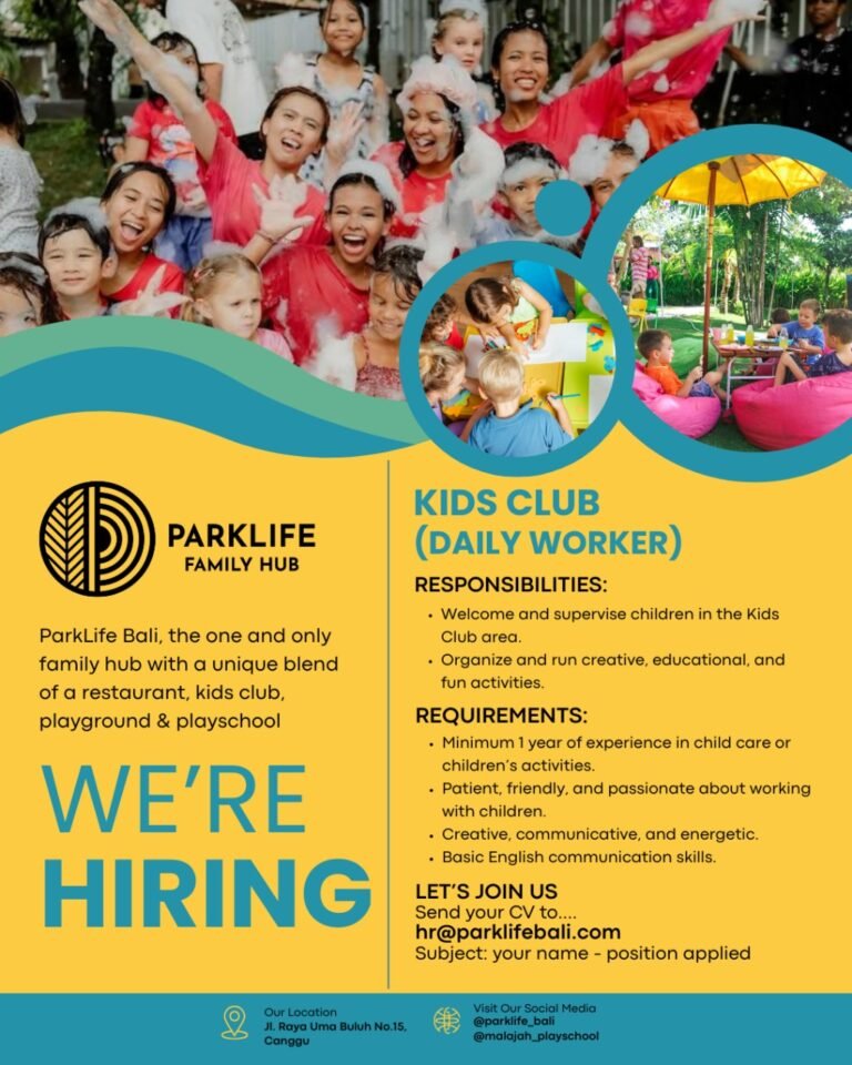 Lowongan Pekerjaan Kids Club di ParkLife Family Hub Canggu