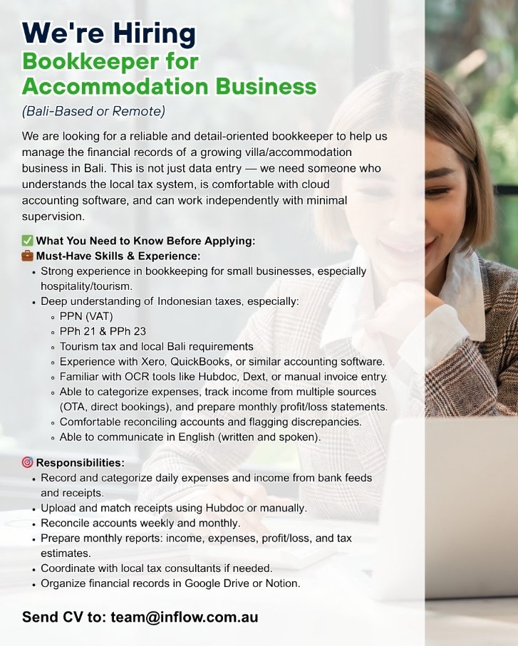 Lowongan Pekerjaan Bookkeeper di Bali (Bali-Based or Remote)