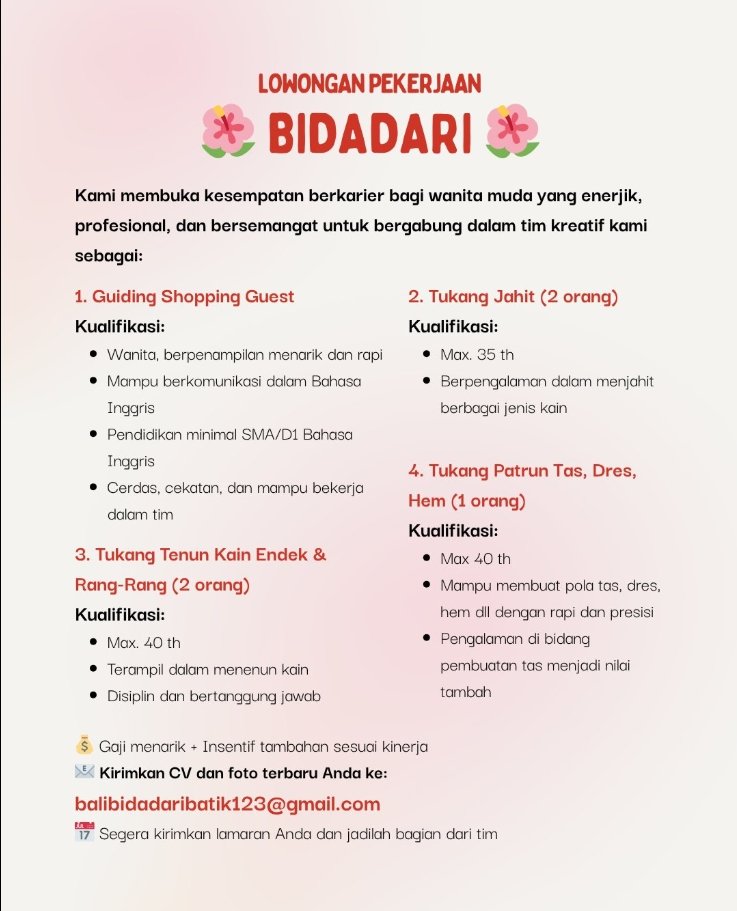 Lowongan Pekerjaan di Bidadari