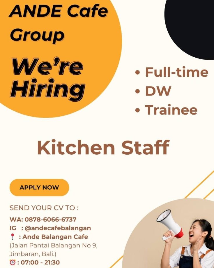 Lowongan Pekerjaan Kitchen Staff di Ande Cafe, Jimbaran