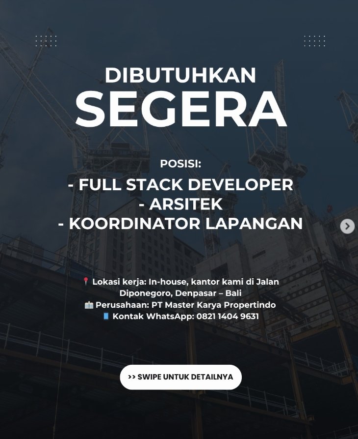 Lowongan Pekerjaan di PT Master Karya Propertindo, Denpasar