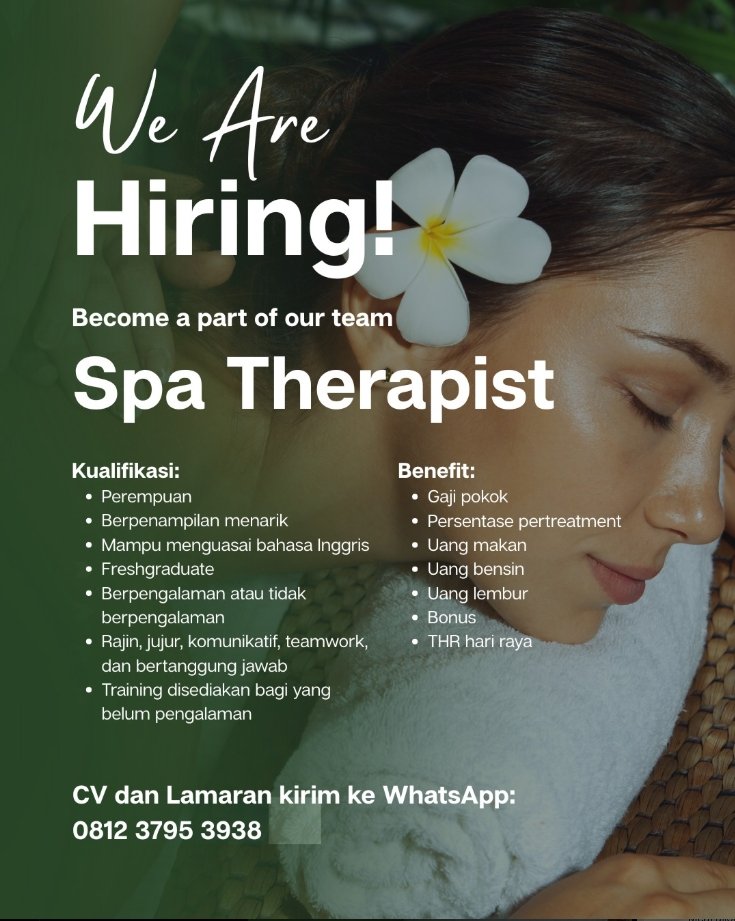 Lowongan Pekerjaan Spa Therapist di Ubud