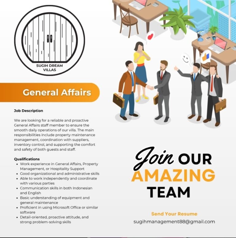 Lowongan Pekerjaan General Affairs di Sugih Dream Villas, Bali