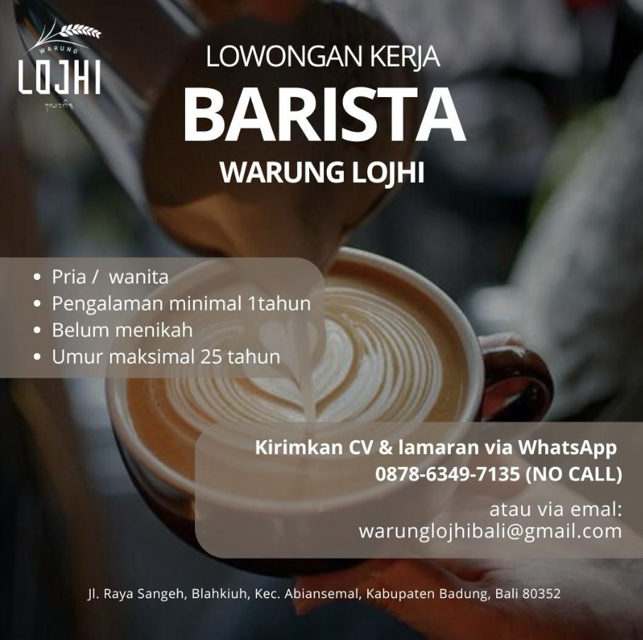Pekerjaan Barista di Warung Lohji, Abiansemal