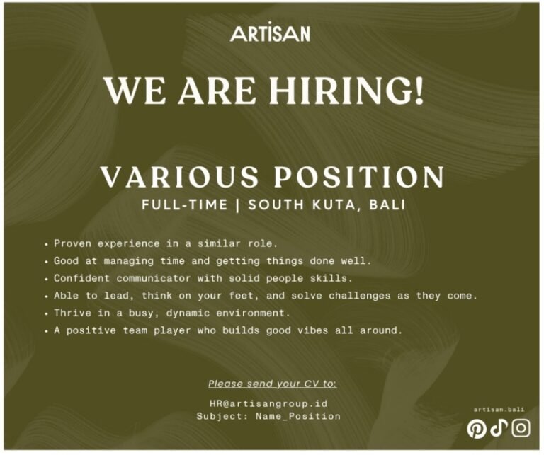 Lowongan Pekerjaan di Artisan Group, Bali & Lombok