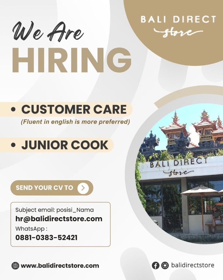 Lowongan Pekerjaan di Bali Direct Store