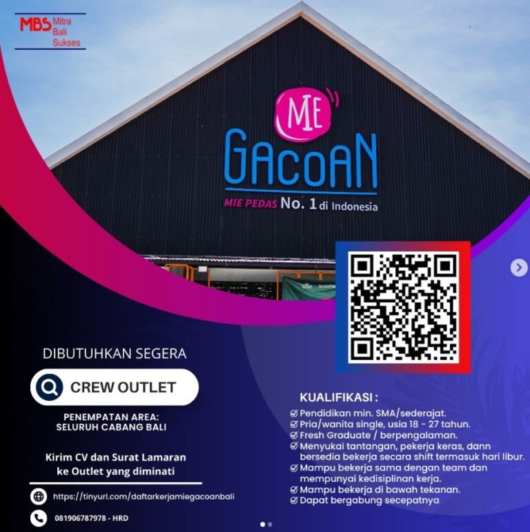 Lowongan Pekerjaan Crew Outlet di Mie Gacoan, Seluruh Cabang Bali
