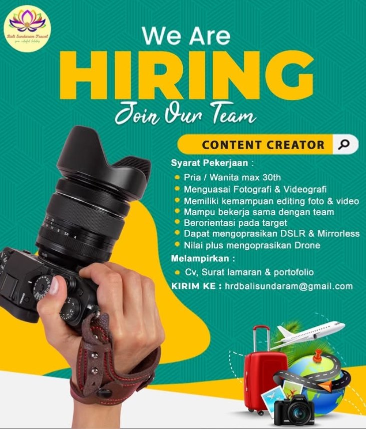 Lowongan Pekerjaan Content Creator di Bali