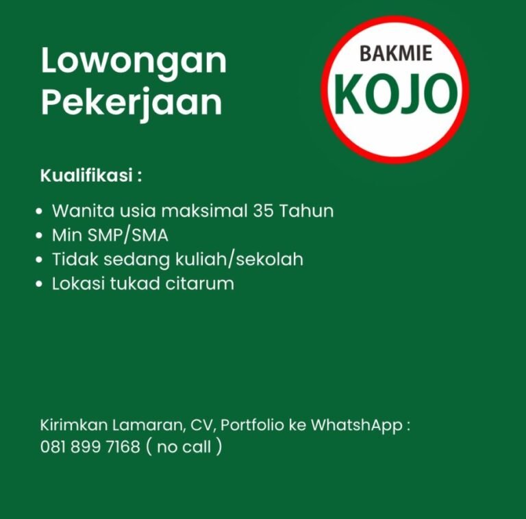 Lowongan Pekerjaan di Bakmie Kojo, Denpasar