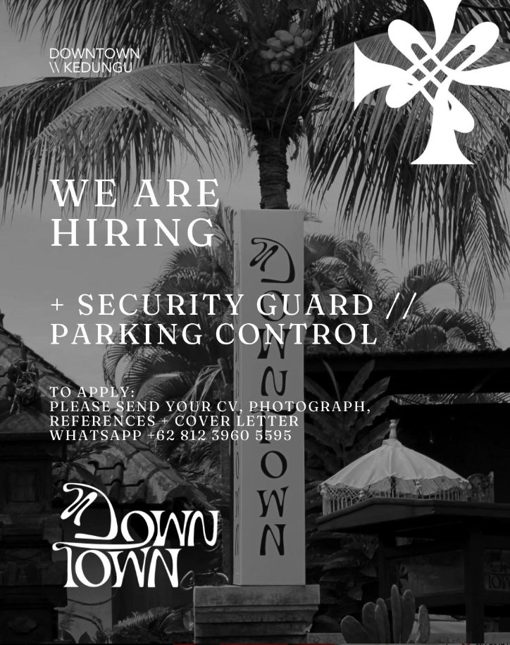 Lowongan Pekerjaan Security Guard di Downtown, Kedungu, Bali