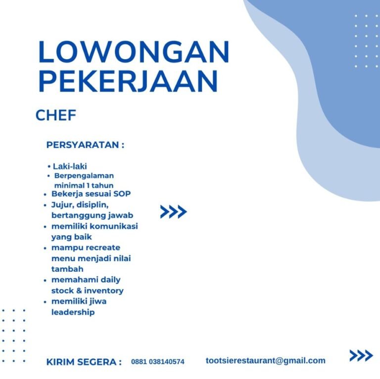 Lowongan Pekerjaan Chef di Tootsie Restaurant, Sanur, Bali