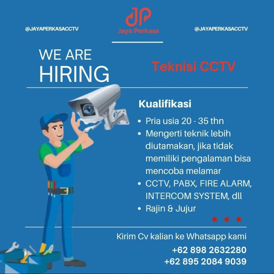 Lowongan Pekerjaan Teknisi CCTV di Jaya Perkasa, Bali