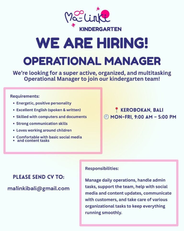 Lowongan Pekerjaan Operational Manager di Malinka Kindergarten Kerobokan