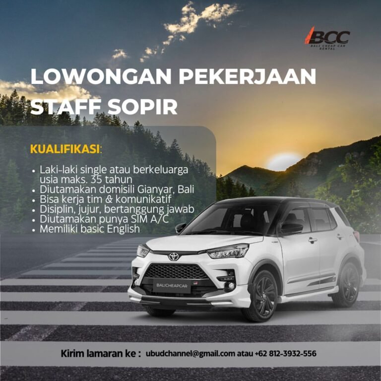 Lowongan Pekerjaan Staff Sopir di BCC Bale Cheap Car Rental Gianyar