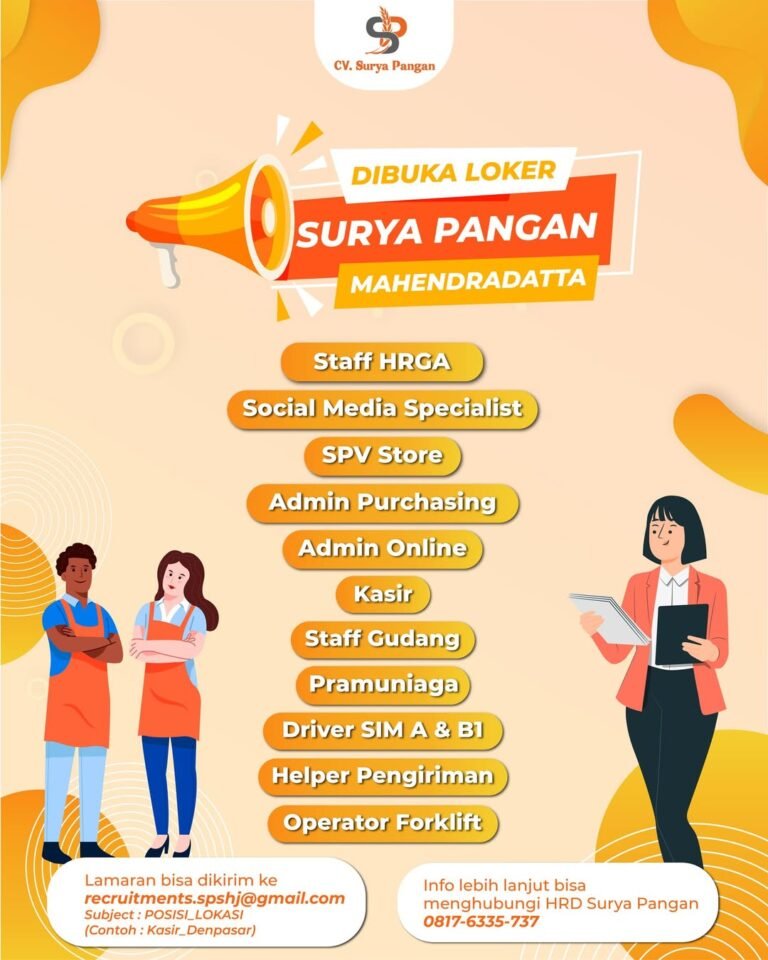 Lowongan Pekerjaan di CV. Surya Pangan (Denpasar & Munggu)