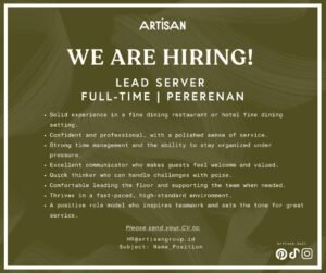 Lowongan Pekerjaan di Artisan Group (Ungasan, Uluwatu, Pererenan)